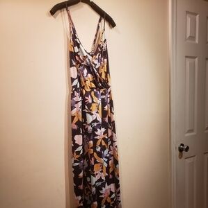 Elegant Black Floral Print Maxi Dress